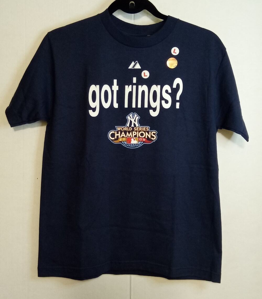 NY Yankees Majestic 2009 World Series Champs Got Rings? Tee Youth Large